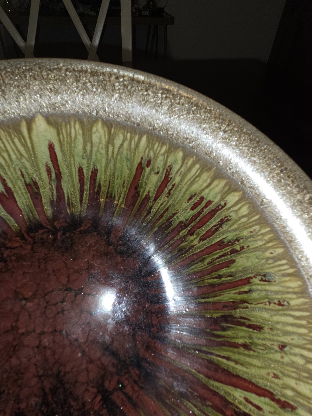 Vintage Inspired Drip Glaze Pottery Bowl, Mod, Boho, Mid Century Vibe