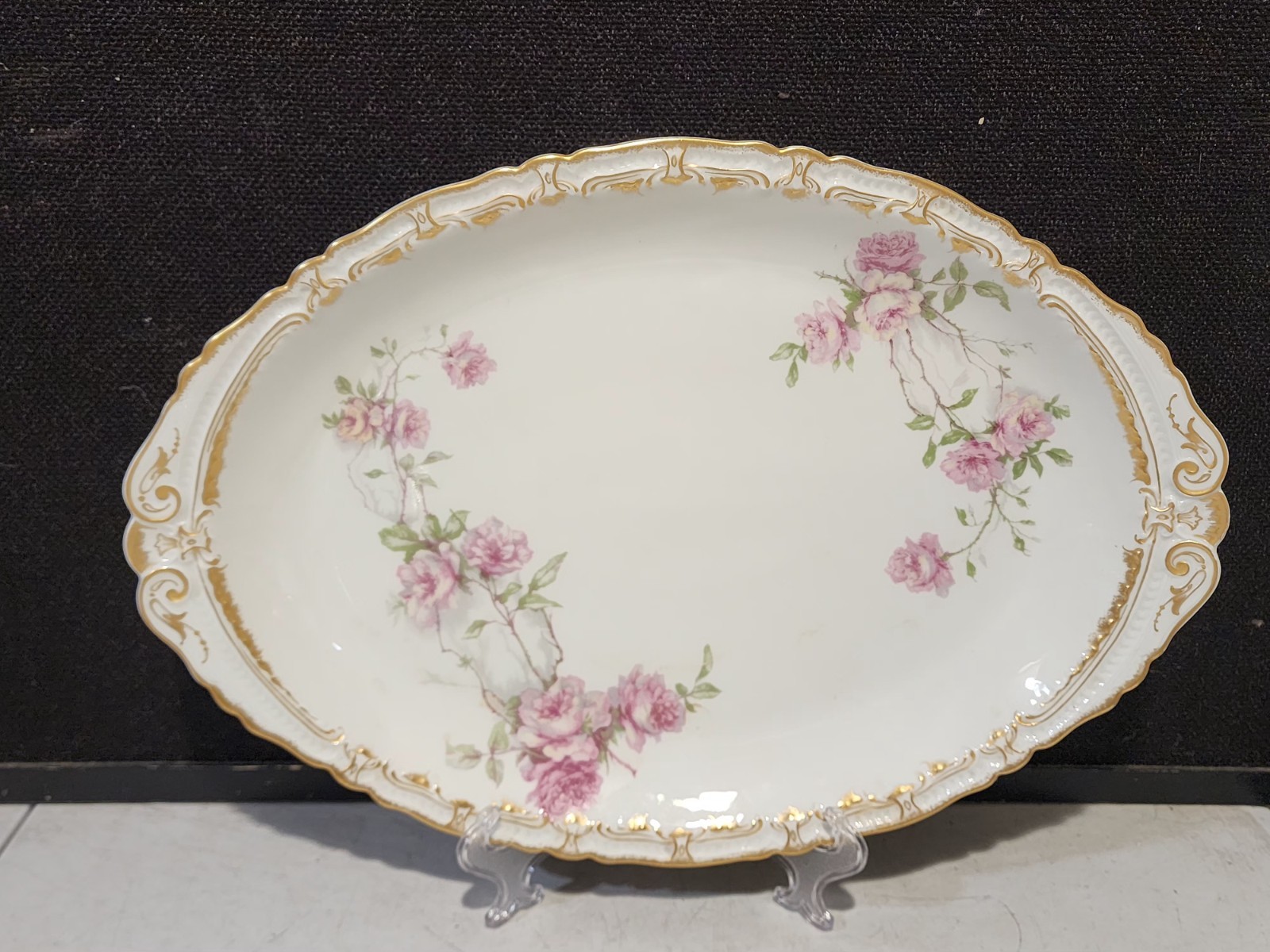LOT OF 4- Haviland Limoges Baltimore Rose Schleiger SERVING PLATTERS 11″ – 16.5″