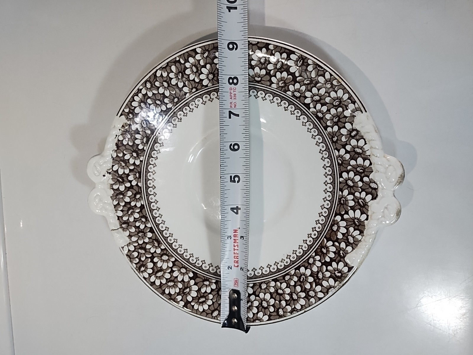 Antique WAA Adderley Daisy Brown Platter Plate with Handles Victorian Aesthetic
