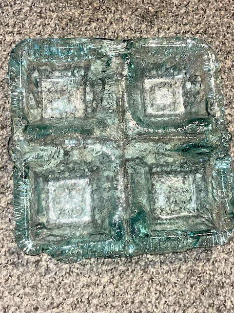 Recycled glass, 4 Part Divided Dish Relish Tray Home Decor sea green blue
