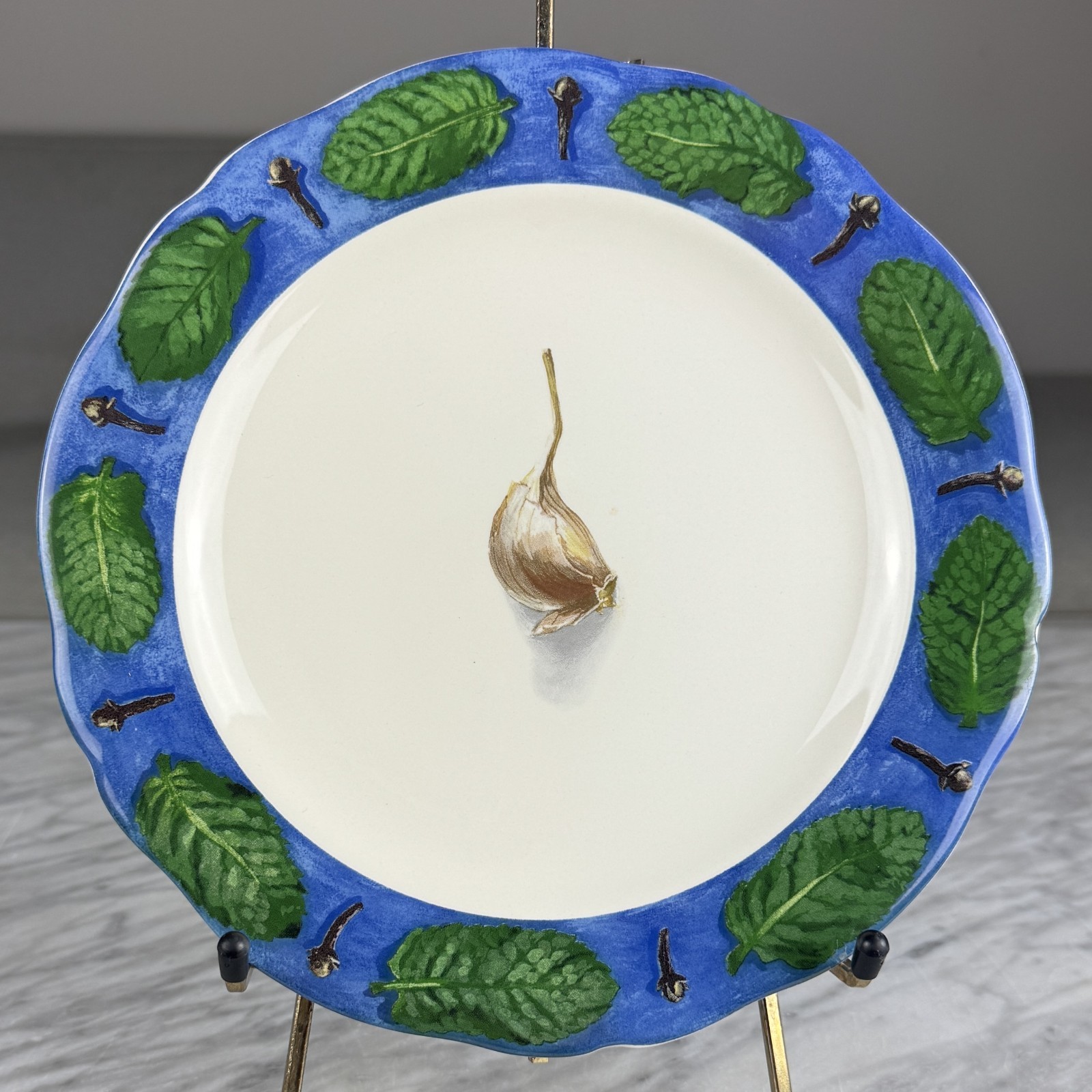 Set Of 6 POIVRE ET SEL BLUE Salad Plates 8.75″ Vintage Faiencerie De Gien France