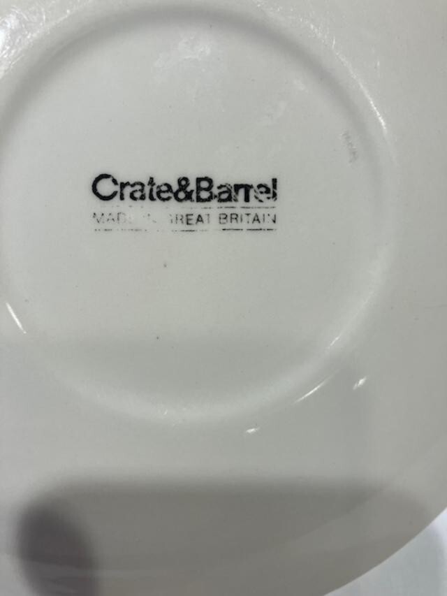 CRATE & BARREL Red Ornament Dessert Plate 7.25” Made in Great Britain