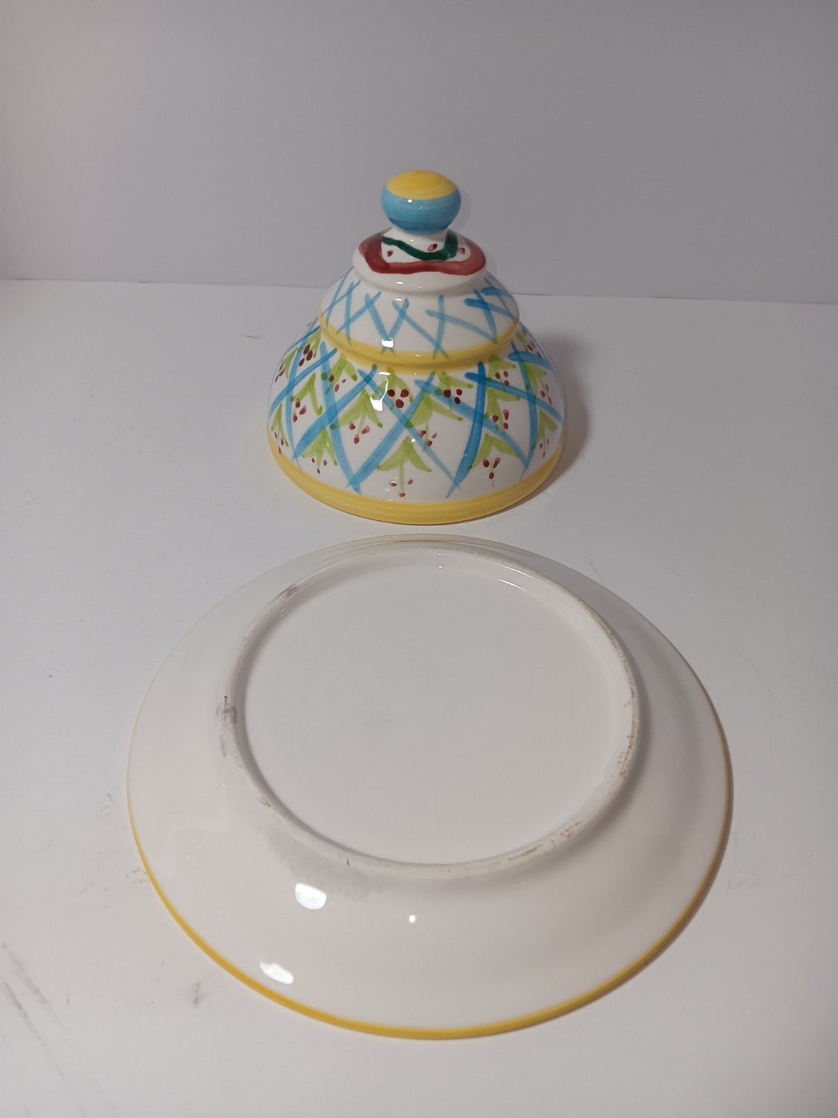 BEAUTIFUL Vintage Colorful Majolica Ceramic Cheese Dome – MacKenzie Childs Style