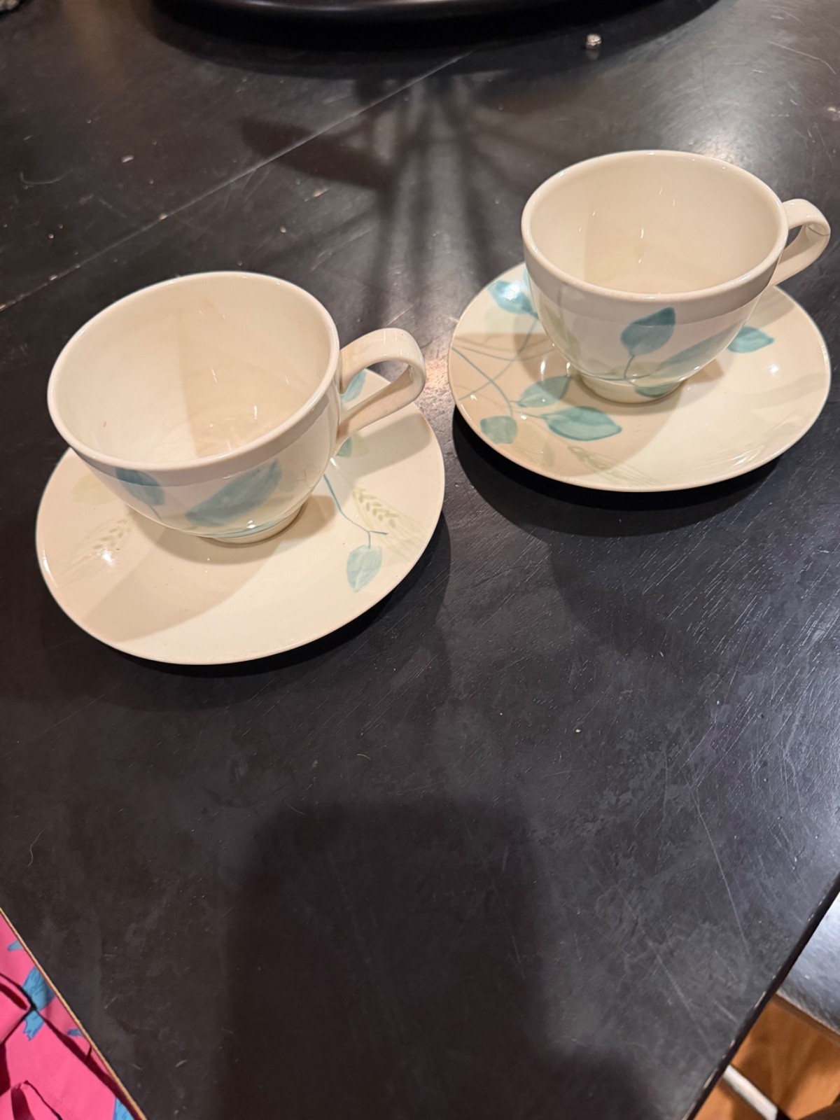 VTG Pair True China RED WING MERRILEAF CUP/SAUCER 50s-60s Hand Painted