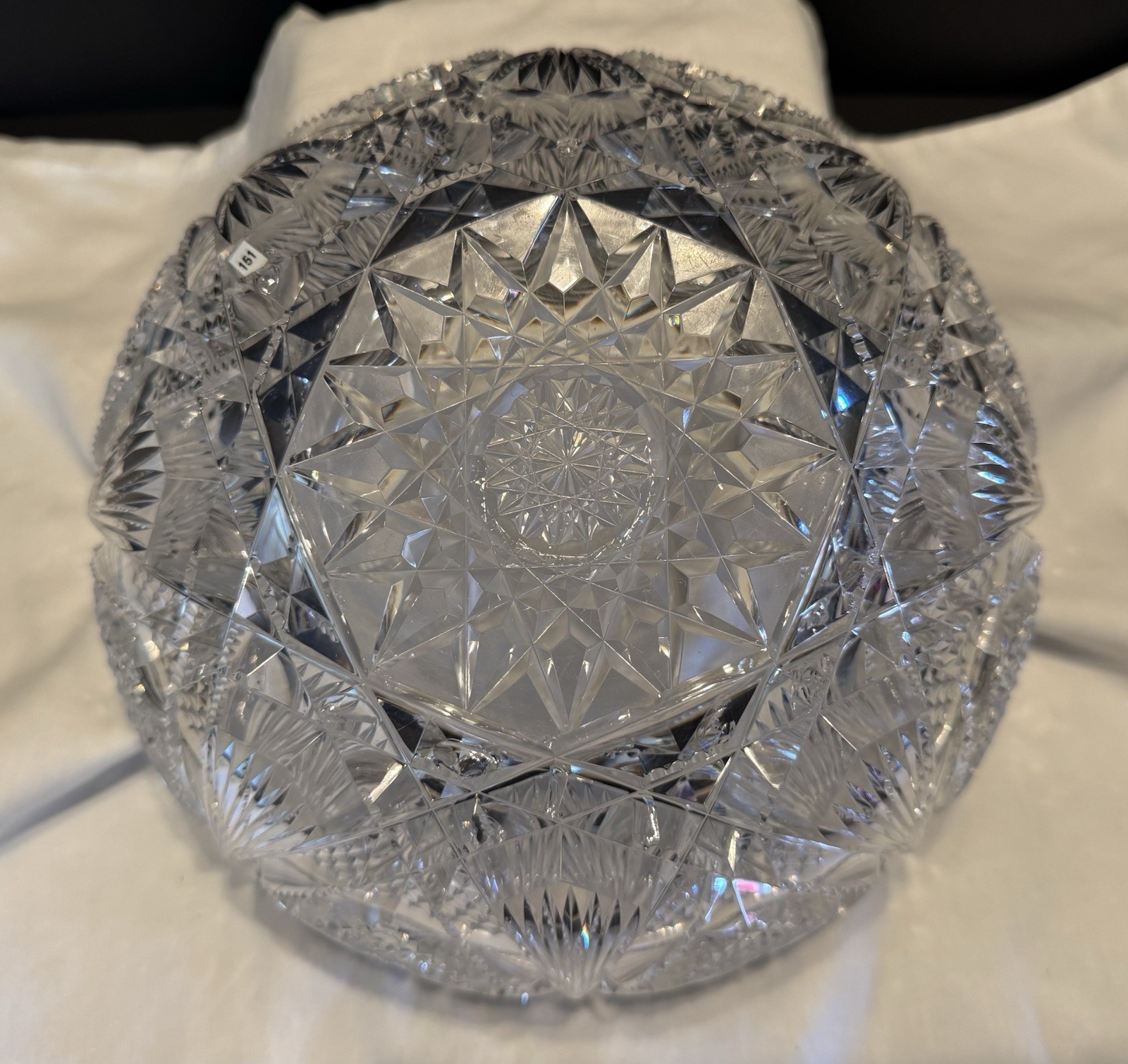 9” American Brilliant Period Crystal Glass Cut Bowl