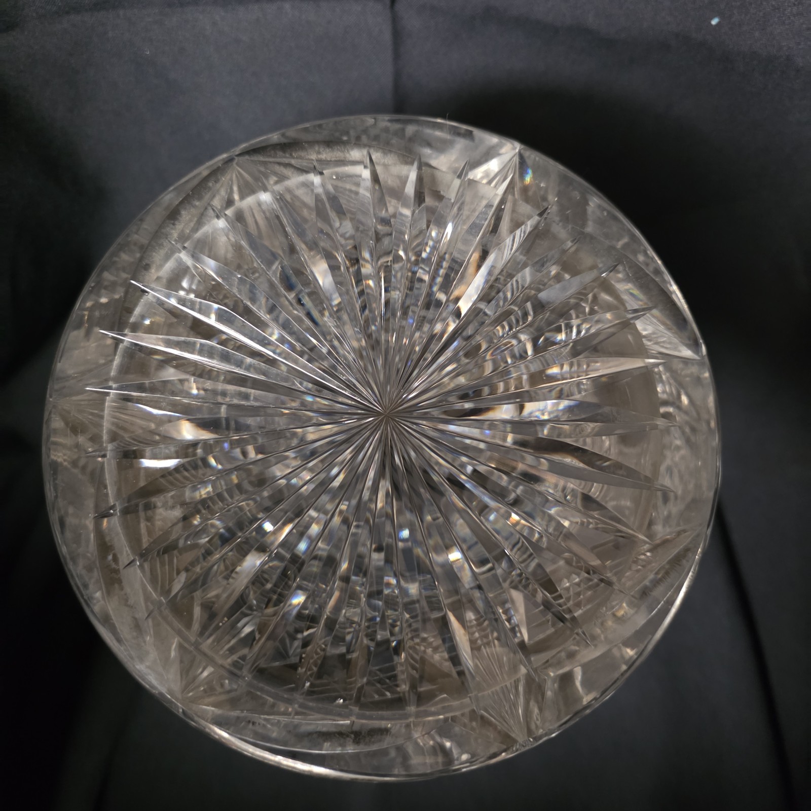 Antique American Brilliant Cut Crystal Glass Pitcher Pinwheels Hobstars Heavy