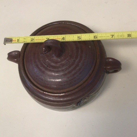 Stoneware Pottery Signed & Stamped Lidded Soup Tureen/Bean Pot