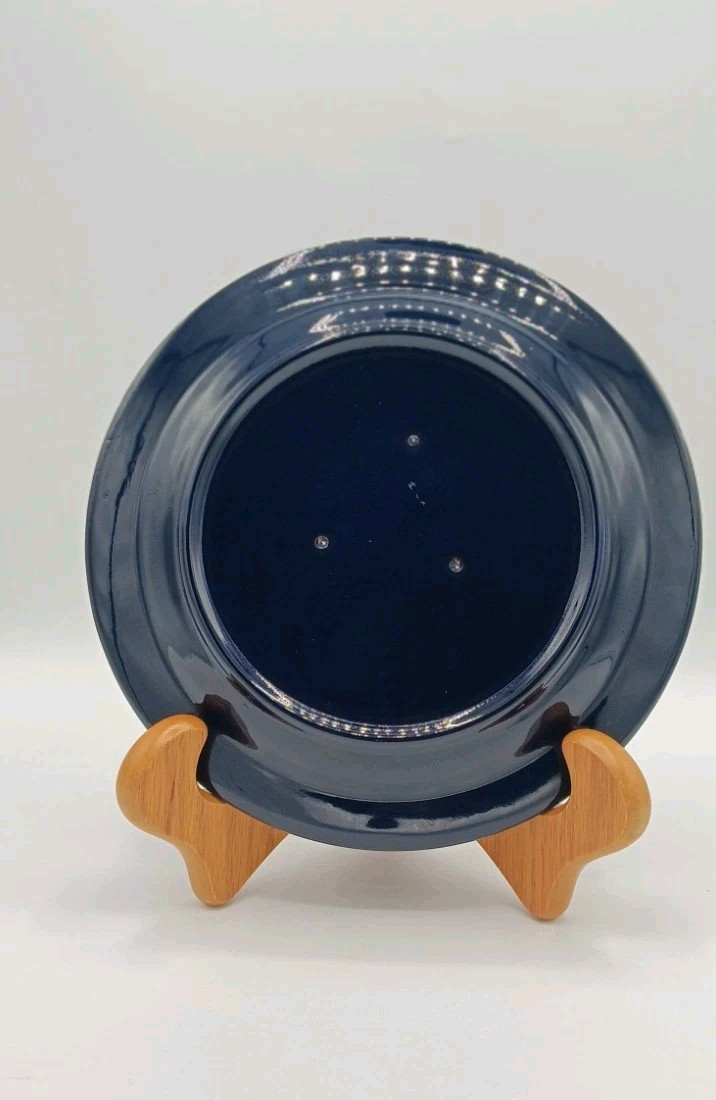 Vintage Cobalt Blue Nittsjö Sweden Salad Dessert Cake Stoneware Plate; 8.25″