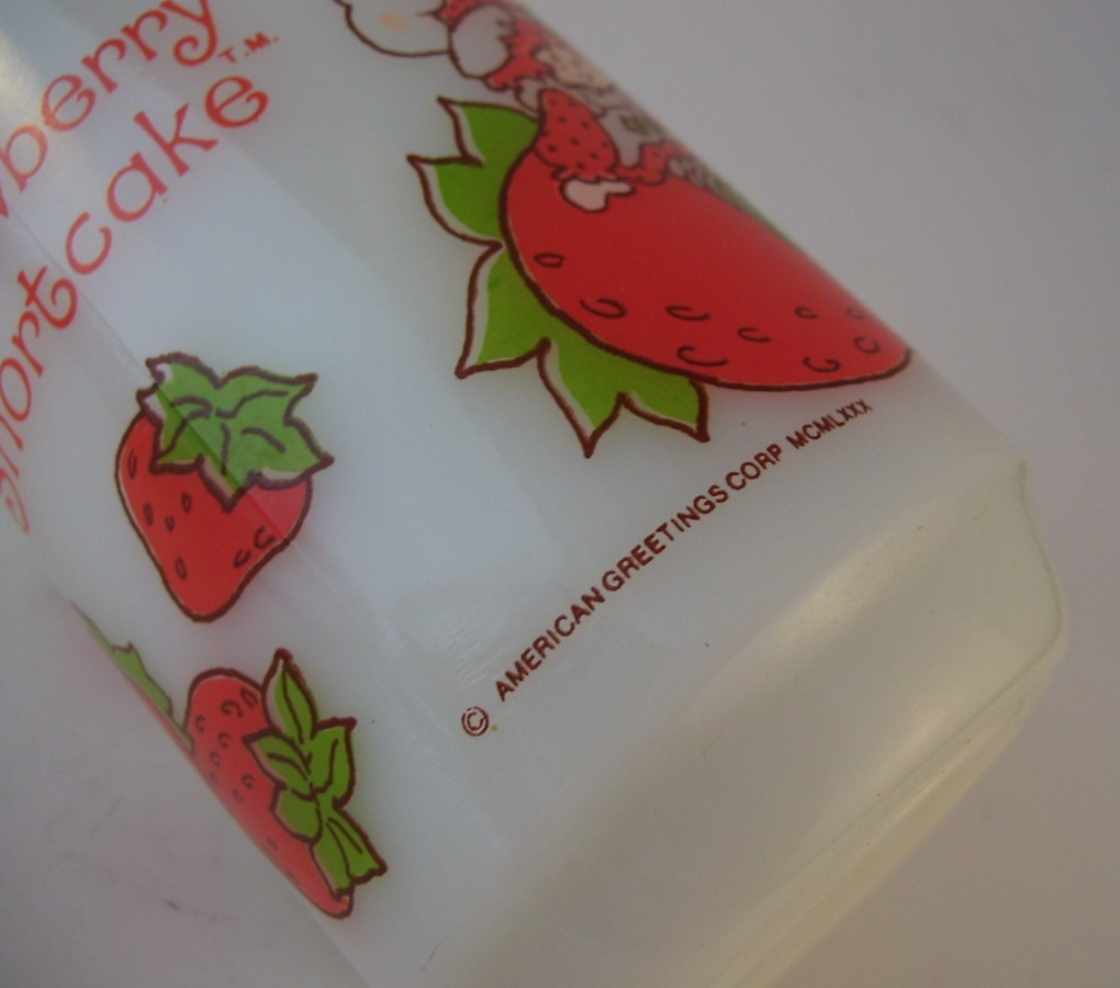 Fire-King Milk Glass Strawberry Shortcake Mug USA Vintage Anchor Hocking 1980