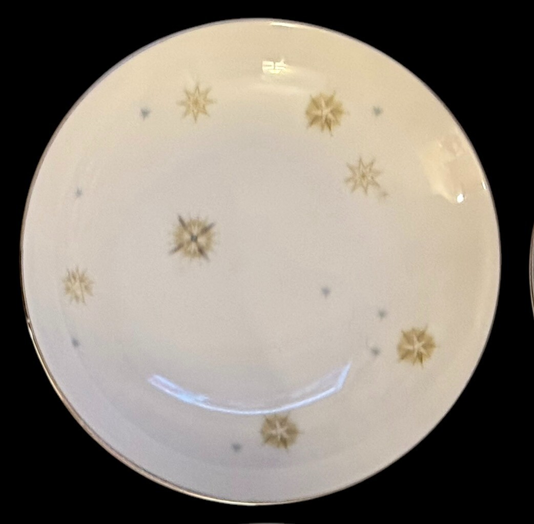 4 Vtg Wentworth Coup Soup Bowls Japan Ecstasy (Starburst) 7.5” Silver Trim – EUC