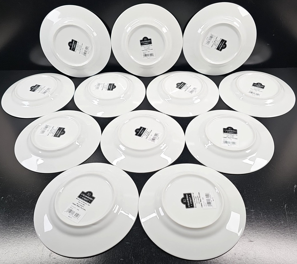 12) Ten Strawberry Street Classic White Tea Snack Appetizer Plate Set Dishes Lot