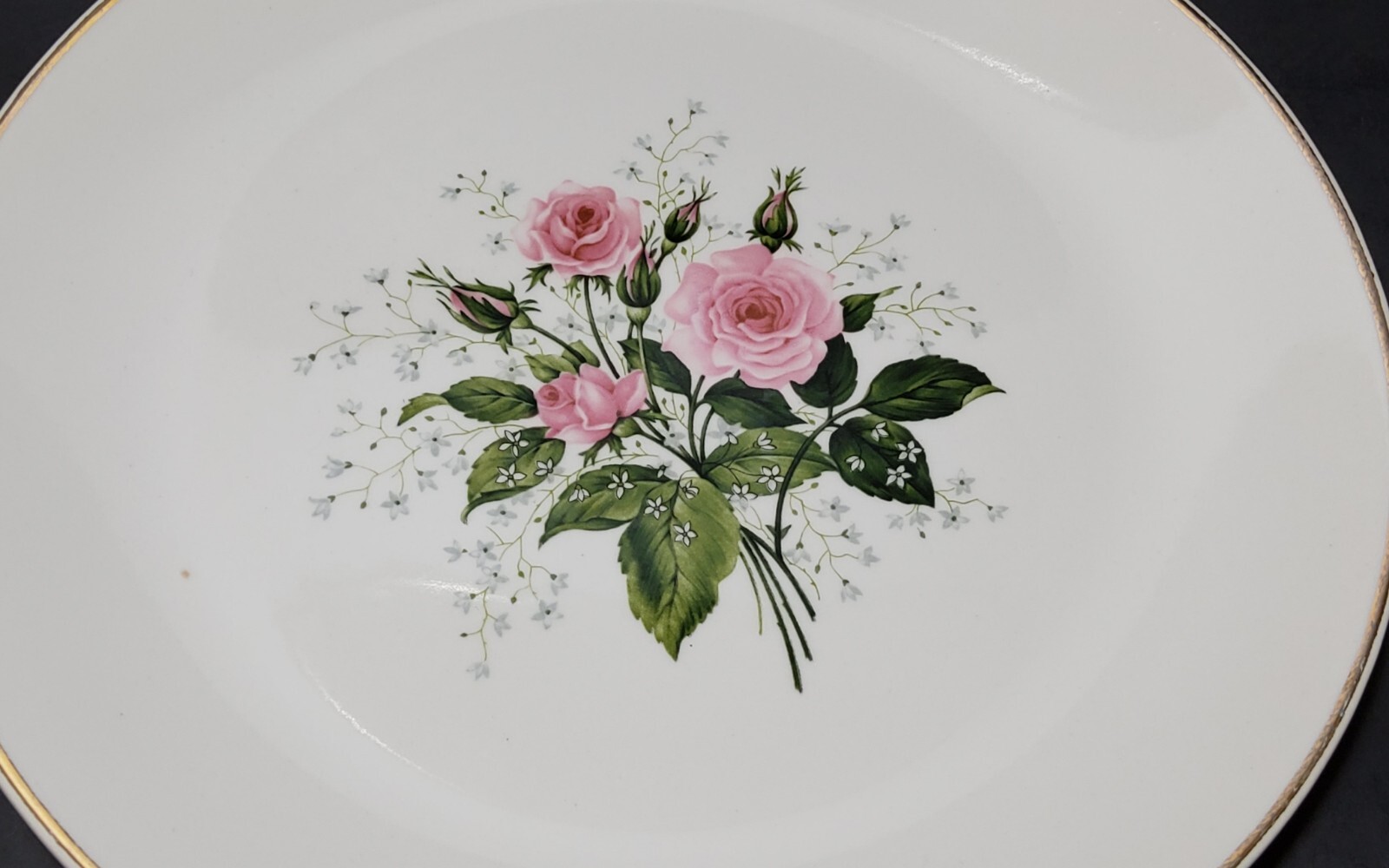 CATHY ROSE by Sabin China USA 9.25″ Gold Trim Smooth Edge Luncheon Plate Unmark