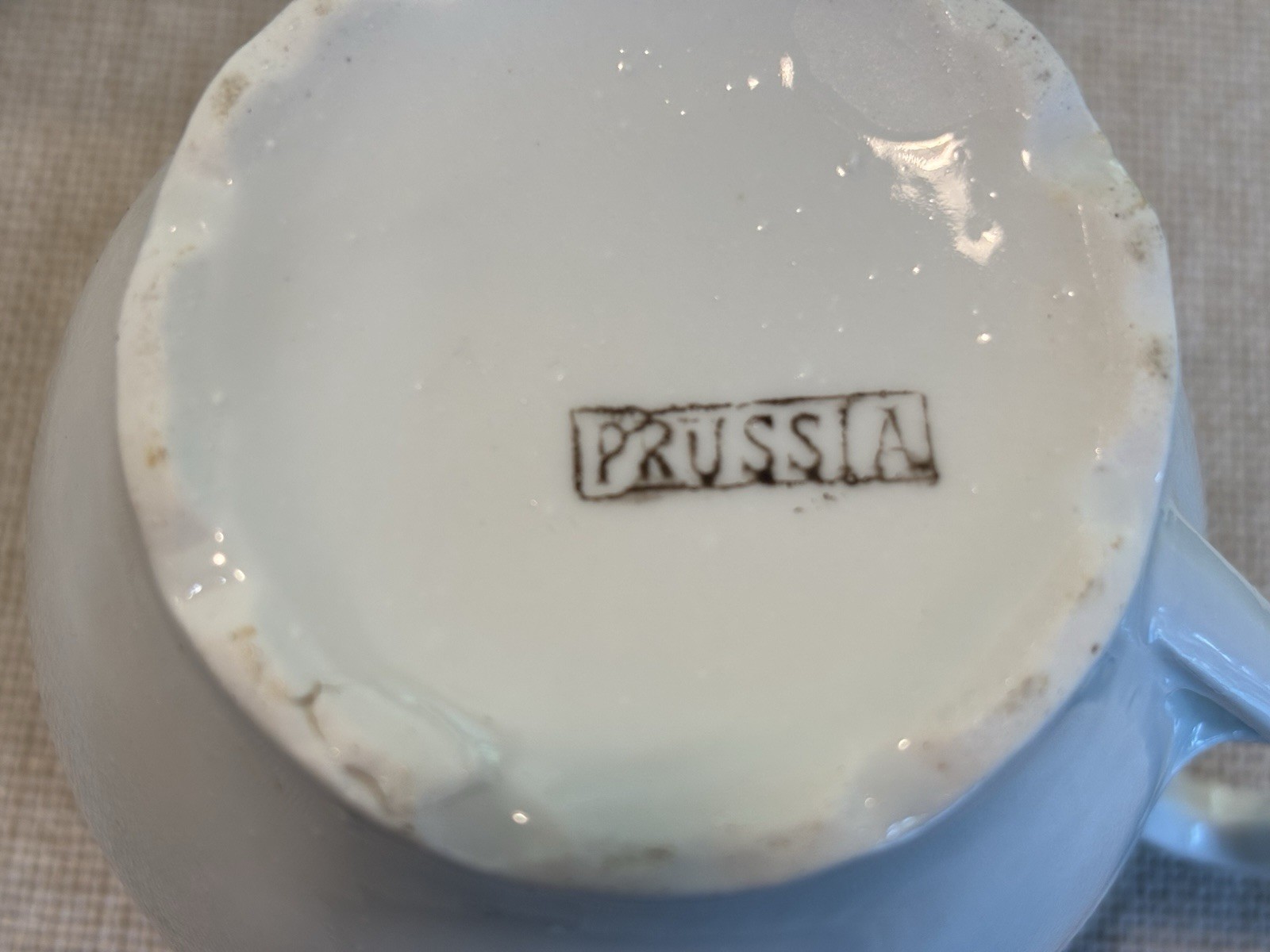 RS Prussia Hand Painted Porcelain Creamer, Butter Dish + Lid & Bud Vase Floral