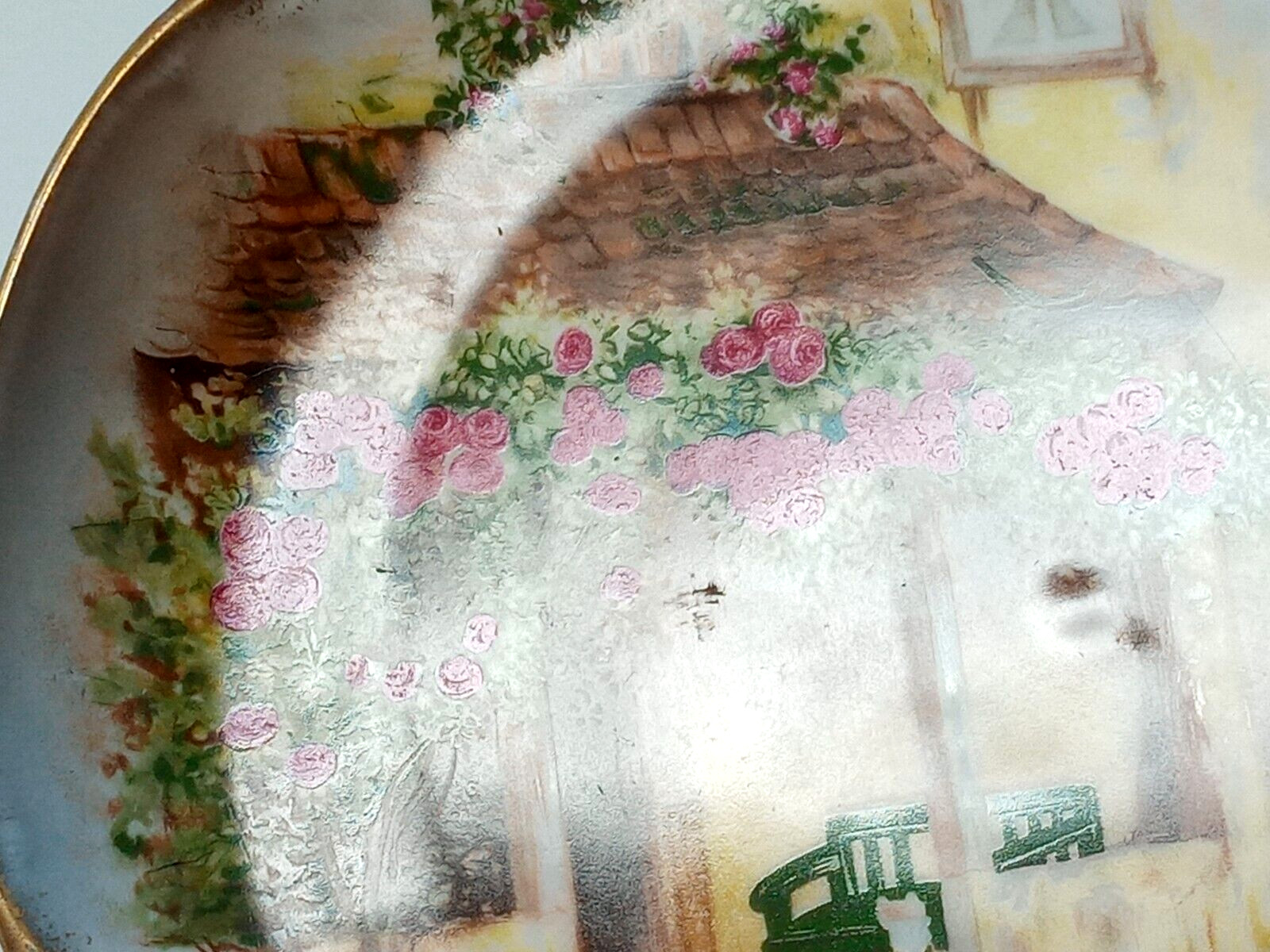 JHR Alice Bavaria Hand Painted 8″ Charger porch scene apple tree flowers euc