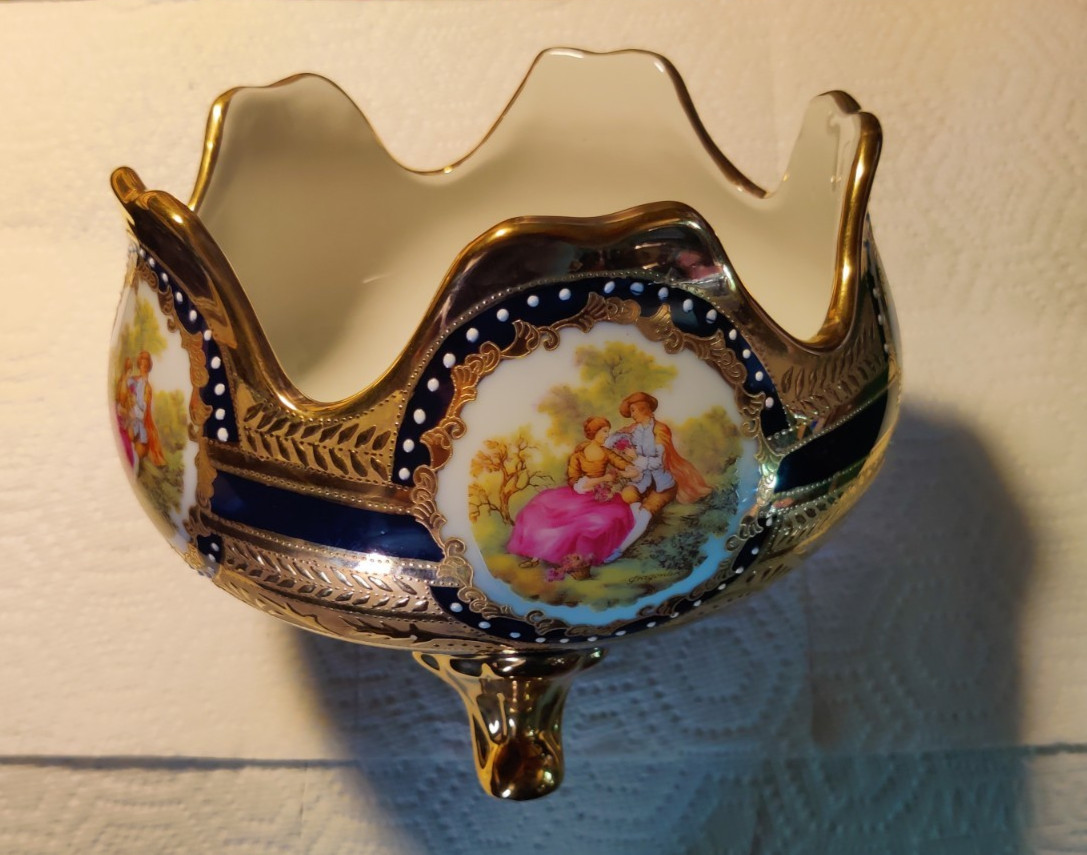 Limoge Design Decorative Porcelin Bowl 8″ round x 6-1/2″ H