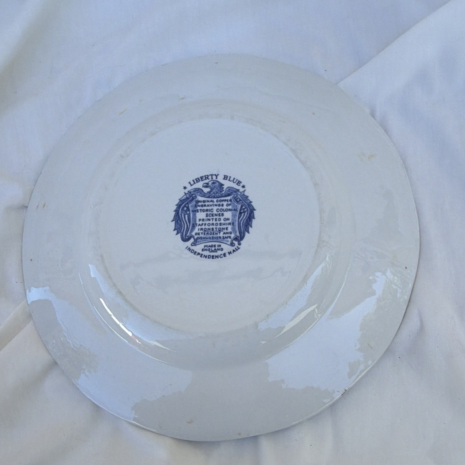 Blue & White Pottery Decorative Ceramic Plate Floral Border Building Scene