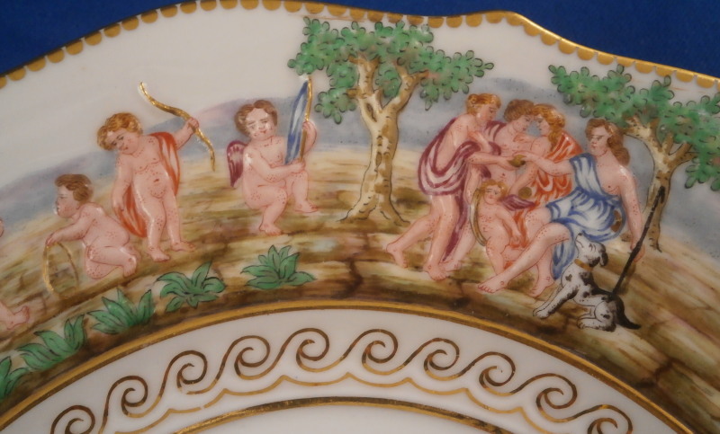 Antique Ginori Doccia Porcelain Capodimonte Relief Scene Plate Porzellan Scenic