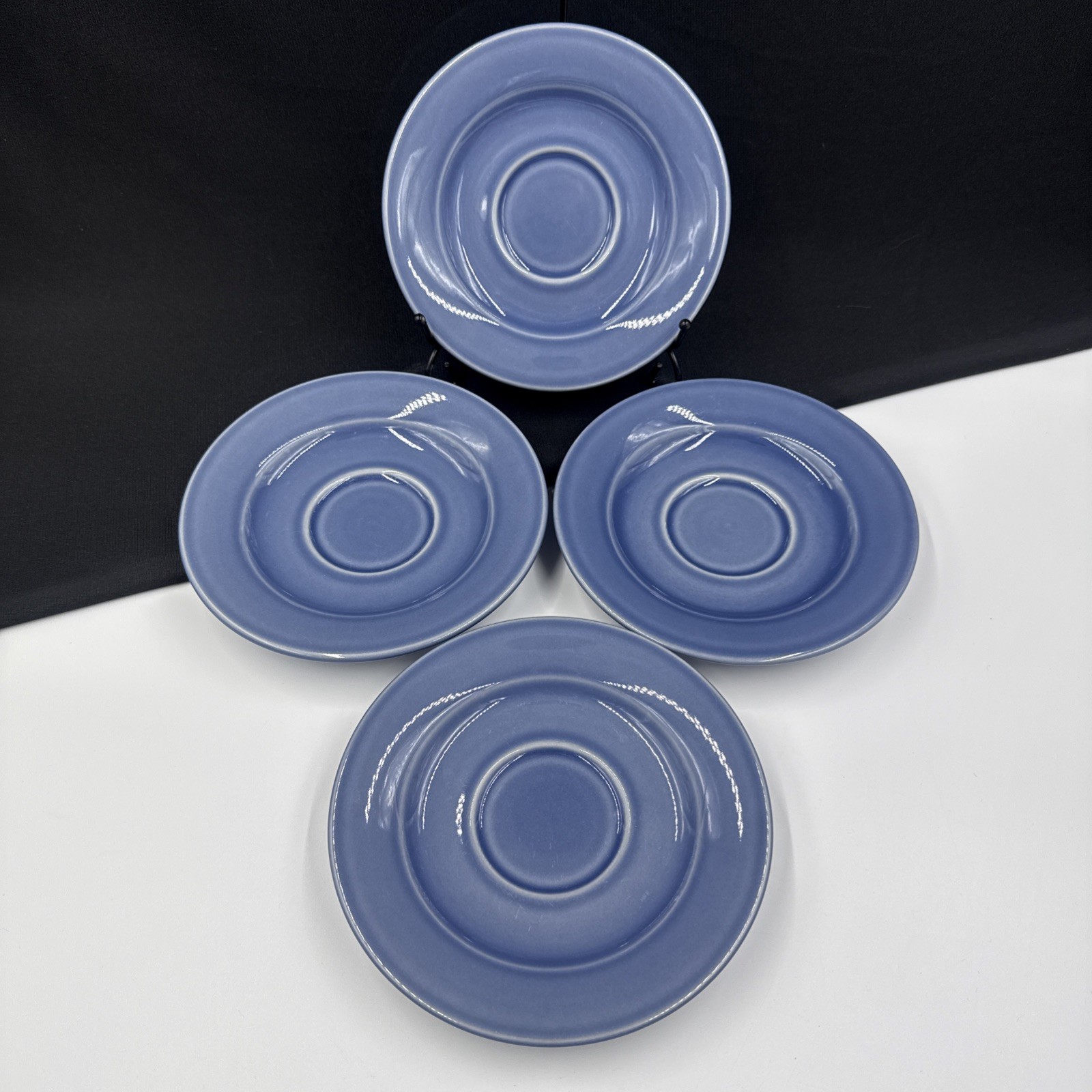 Williams Sonoma BELVEDERE CORNFLOWER BLUE Set Of (4) 6 3/4″ Saucers Portugal