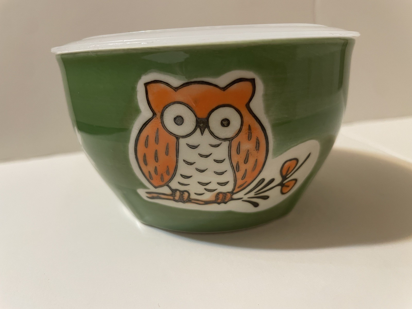 Yokohama Studio Hand Painted Rice Bowl w Lid Japanese Owl Design