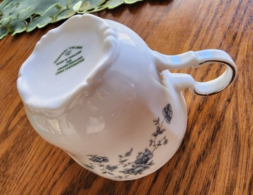 Blue Garland Cup Saucer Set Johann Haviland Porcelain White Blue Platinum !