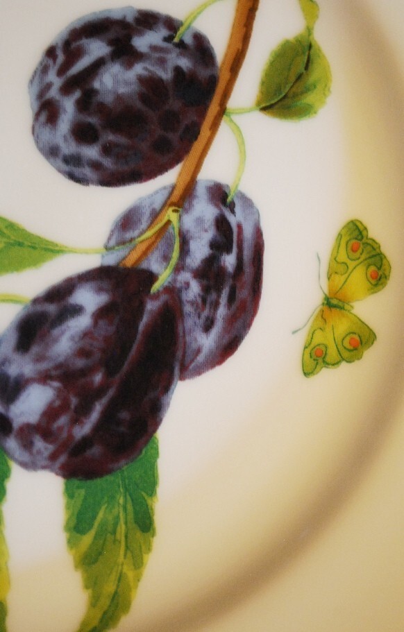 Vintage Set 4 ORCHARD SUITE Williams Sonoma Dessert Plates FRUIT/POETRY 7 7/8″