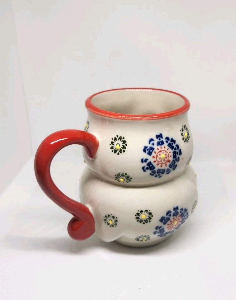Yokohama Studio Hand Painted Owl Mug Red Handle