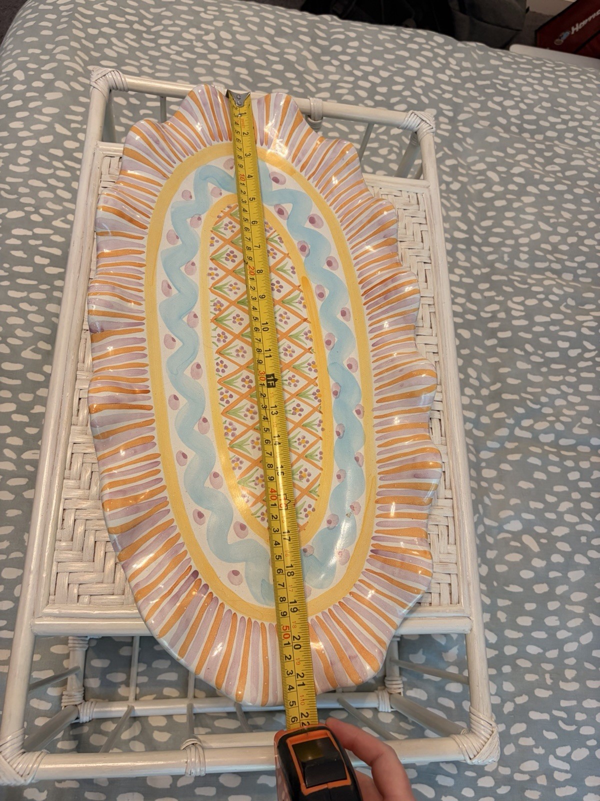 RARE Mackenzie Childs SUMMER FROCK 21.5” Oversized Hand Painted Oval Platter