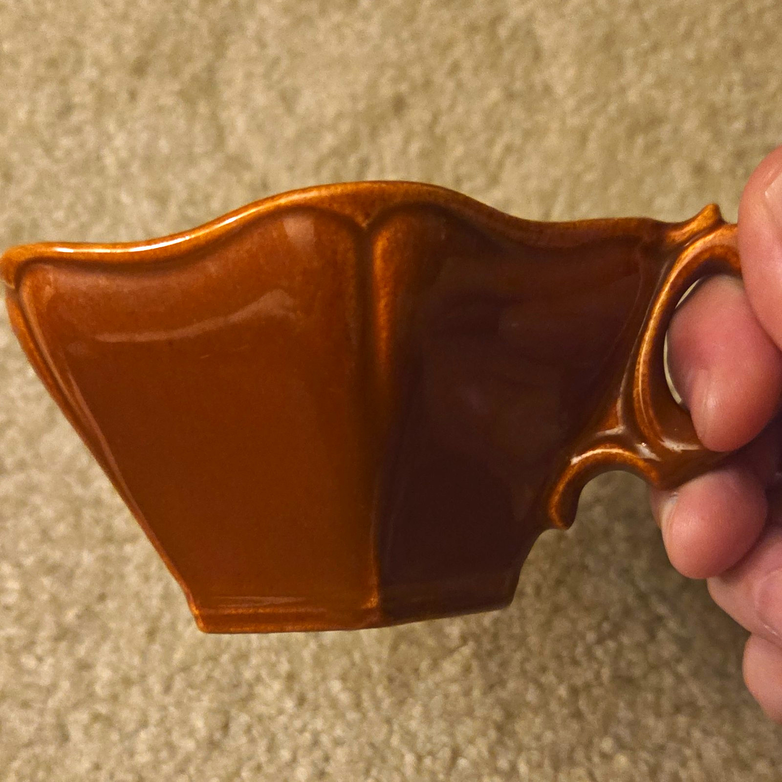 Red Wing Brown Ceramic Hexagon Cup Set, 4-Piece Set From The Dynasty Line