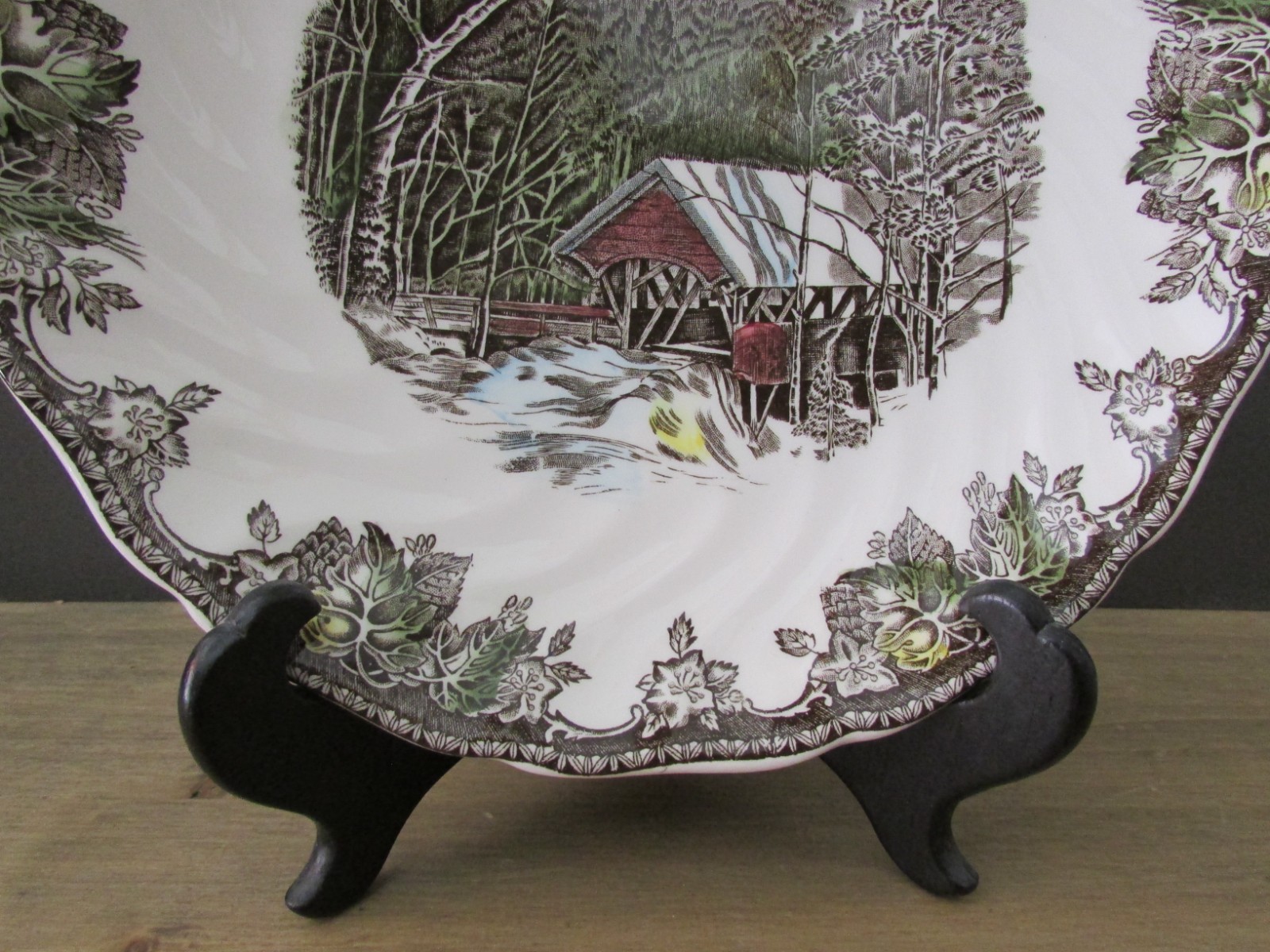 Johnson Brothers Friendly Village Handled Serve Plate Platter 10″ Covered Bridge