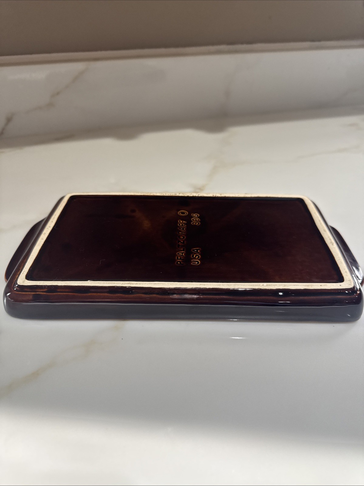 Vintage Pfaltzgraff Gourmet Brown Drip Stoneware Snack Tray / Platter #396 USA