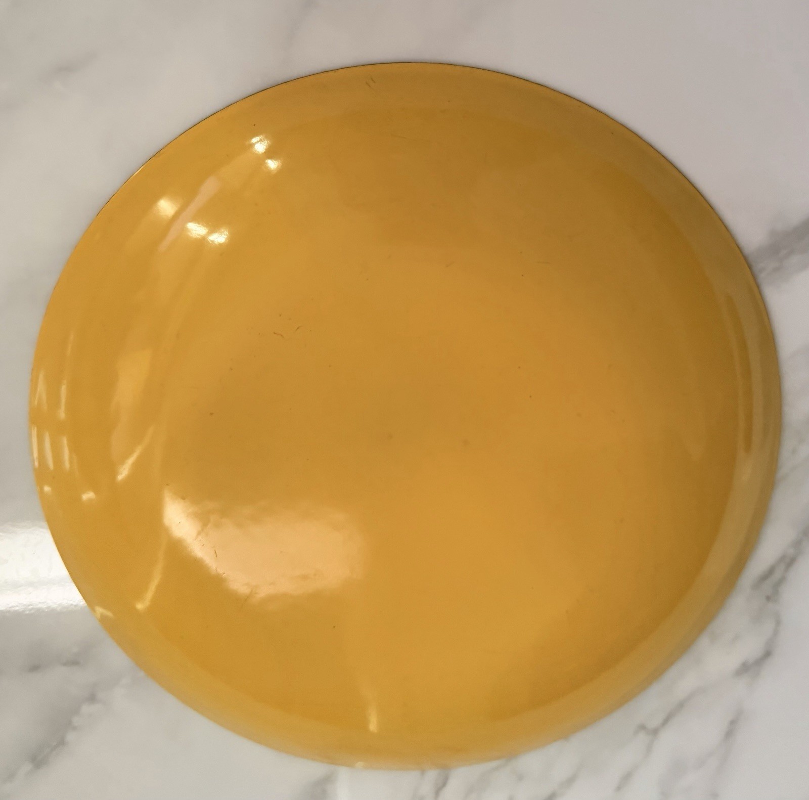 Cathrineholm white lotus salad plate sunshine yellow enamel 7.5 inches 7 1/2
