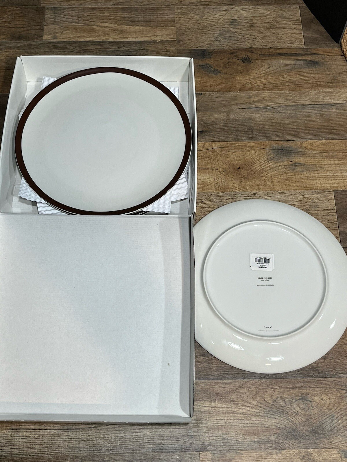 Kate Spade Lenox Sag Harbor set of 4 plates Chocolate Brown Dinner Plates