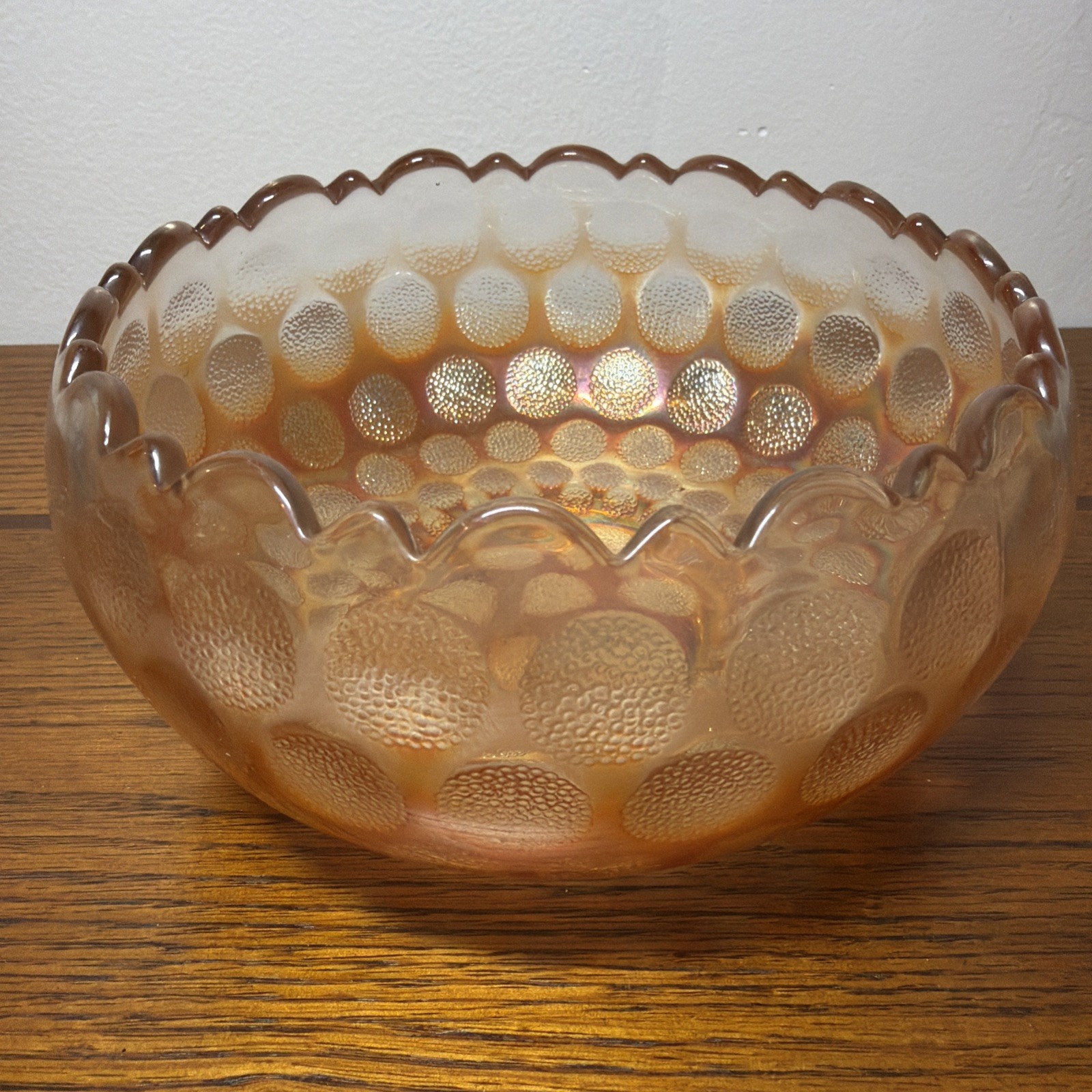Vintage Fenton Raised Coin Dot Marigold Iridescent Carnival Art Glass Bowl 🔥
