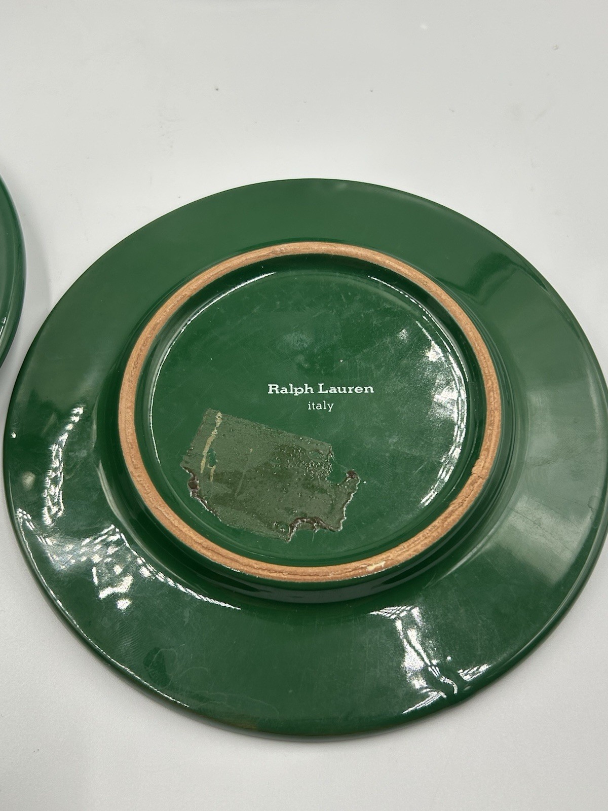 Vintage Ralph Lauren Italy Hunter Green Pottery Tea Cups & Saucers Set 4 Italy