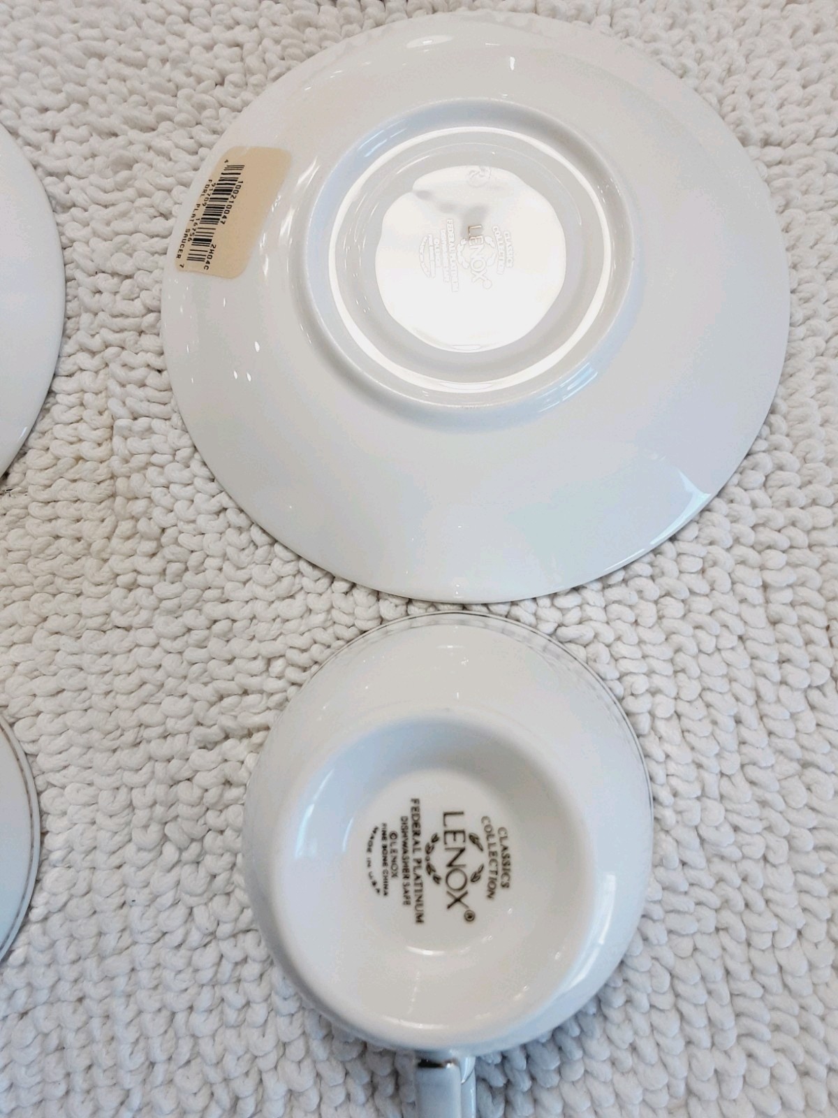 Lenox Federal Platinum Tea Cups & Saucer Classics Collection Bone China Set Of 4