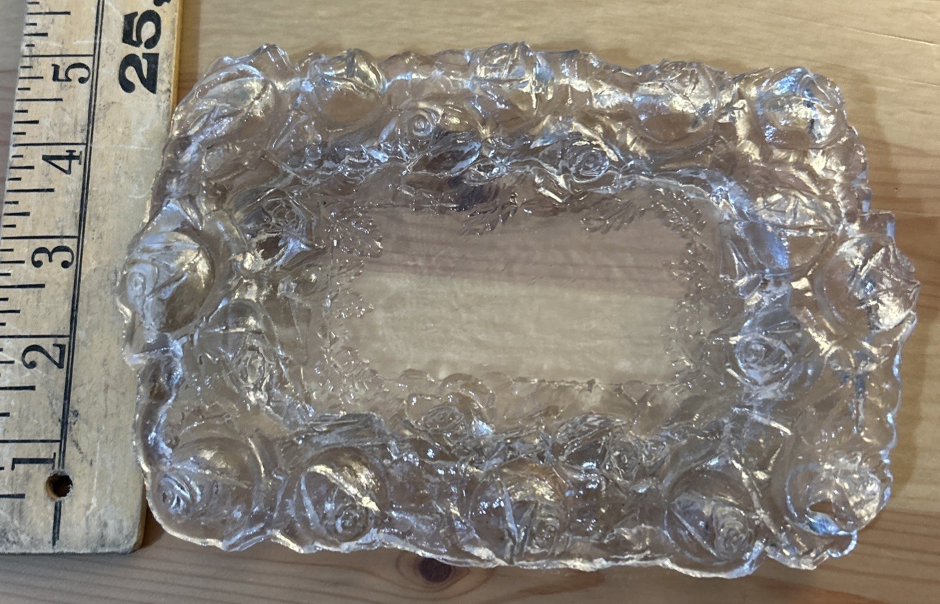 Raised Rose Petal Pattern Perimeter Butter Dish~Antique~Stunning!