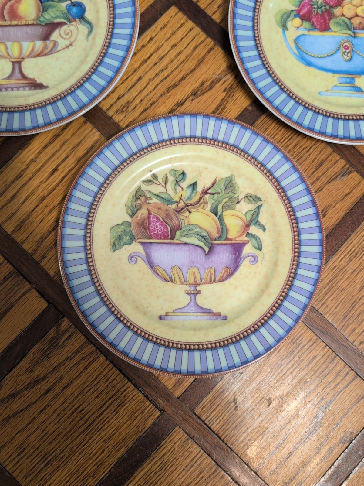 Set Of 3 Porcelain Limoges Godinger 1855 7.75” plate Apricot Strawberry