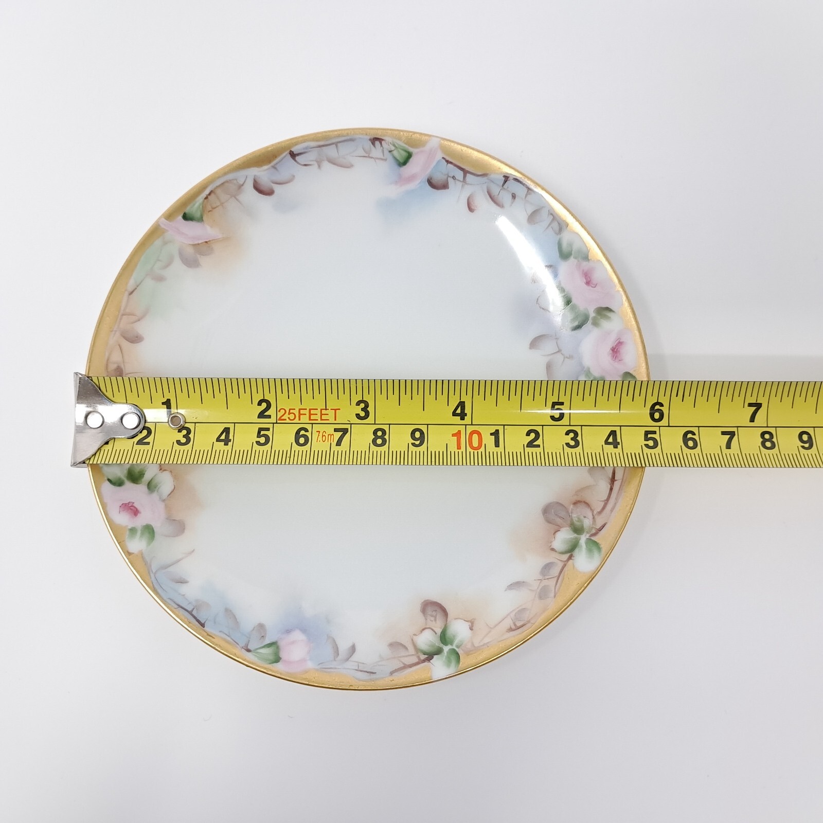 CS Prussia 6″ Porcelain Plate gold rim handpainted florals Antique schlegemilch