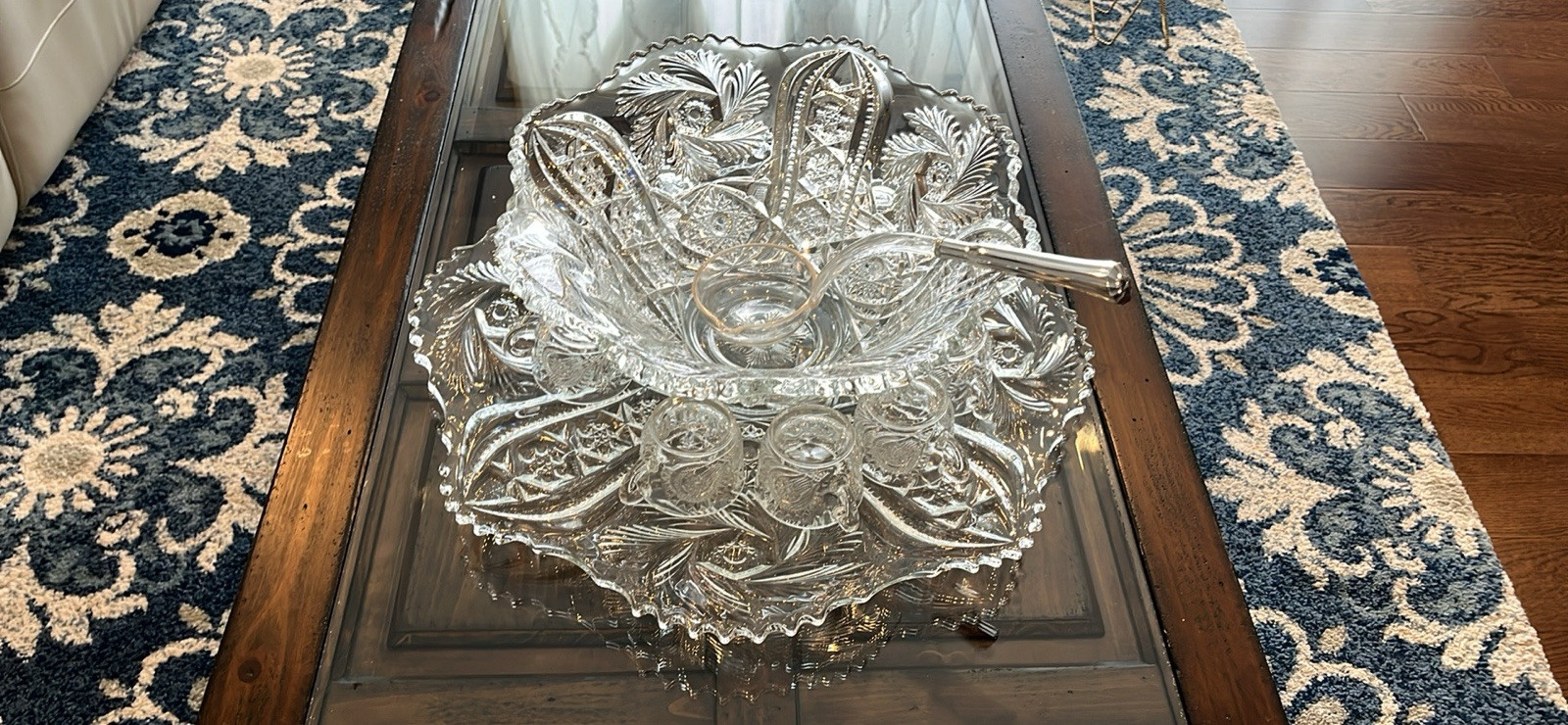 L. E. Smith Glass Galaxy Vintage Fifteen Piece Punch Bowl Set