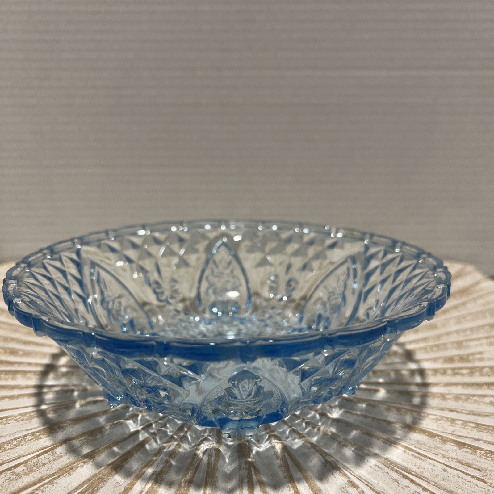KIG BLUE dish Indonesia Flower Heart Rose Diamond Serveware Footed candy