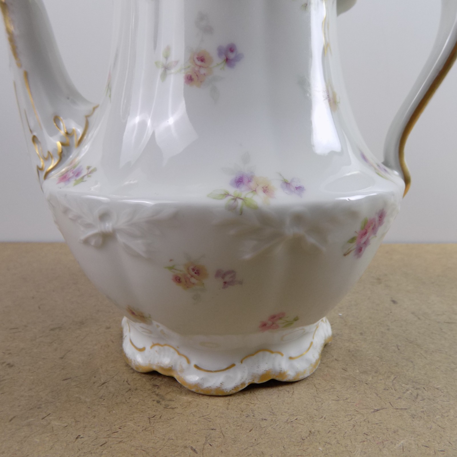 Theodore Haviland Limoges Teapot H4115 Blank 1009 France Porcelain Flowers Gold