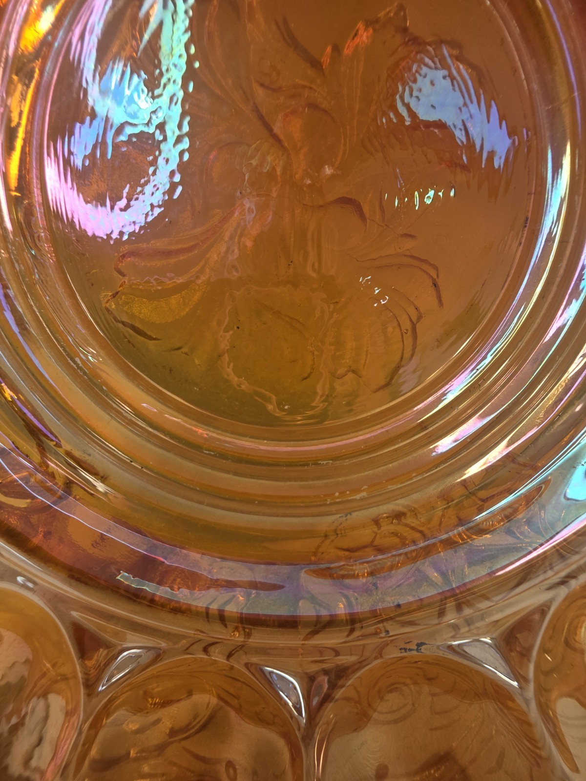 McKee Rock Crystal Marigold Carnival Glass Deviled Egg Plate 15 Well 11.5″