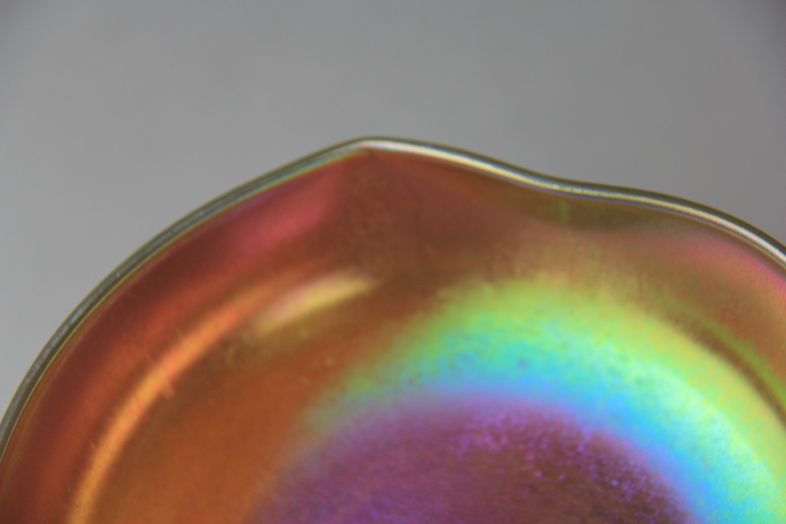 Antique Kew-Blas Gold Iridescent Bowl with Pinched Sides Signed!