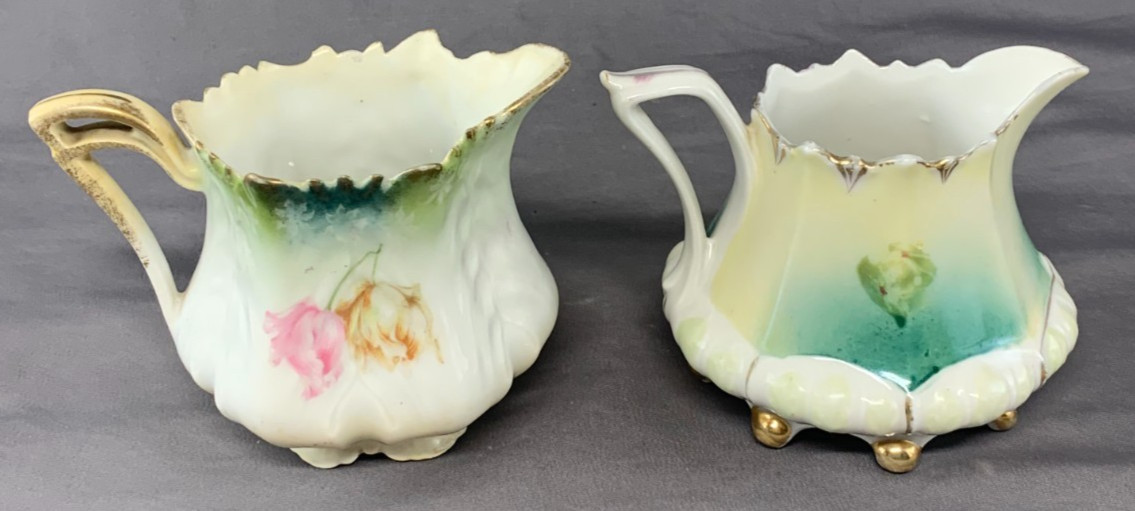 Antique RS Prussia Porcelain Lot of 4 – Creamers, Open Sugar and Covered Sugar