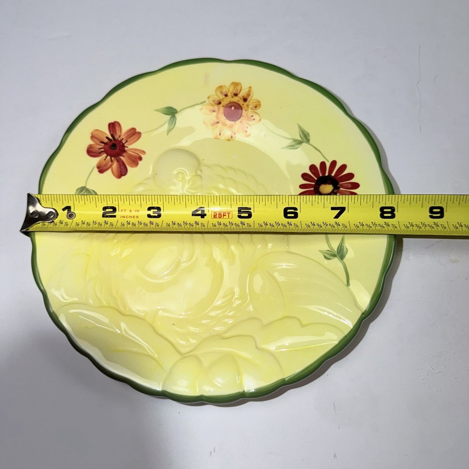 Pfaltzgraff Daybreak Turkey Buffet Plate 8” Embossed Thanksgiving Floral