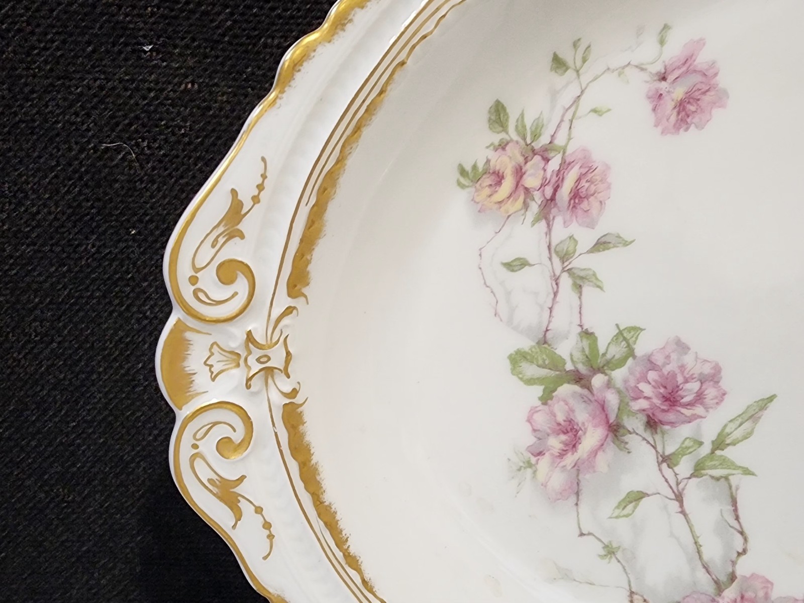 LOT OF 4- Haviland Limoges Baltimore Rose Schleiger SERVING PLATTERS 11″ – 16.5″