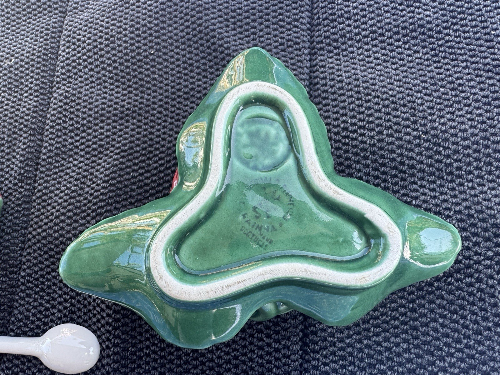 VTG Bordallo Pinheiro Majolica Strawberry Condiment Dish-Lid, Spoon