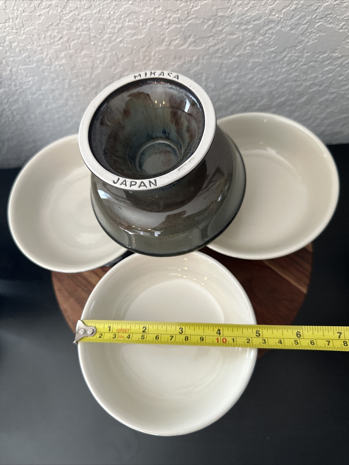 (4) Mikasa Japan Pottery Multicolor Grey Crudités Sorbet Dessert Footed Bowls