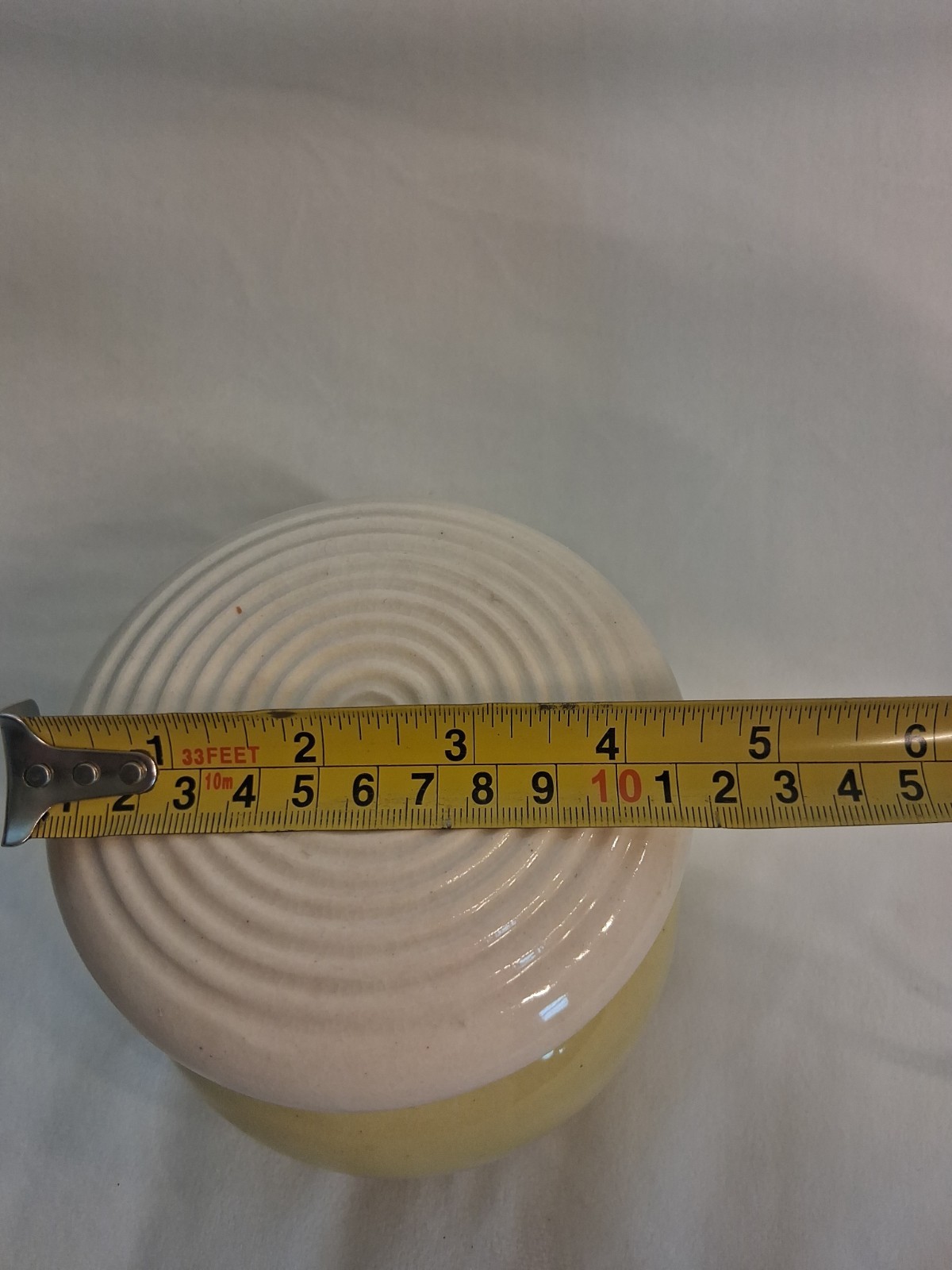 Chef Hat Kitchen Jar Canister Yellow & White 5in tall 5in wide 1950s