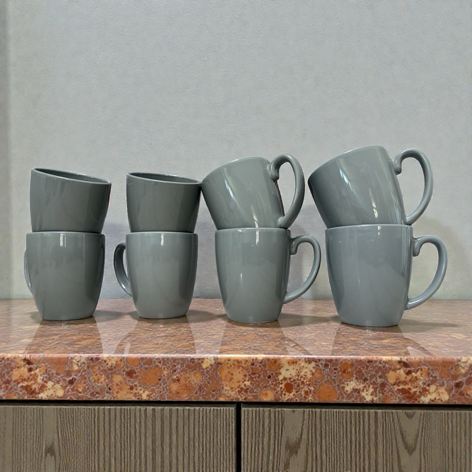 4 Corelle Coordinates Stoneware Stoneware Gray Coffee Mugs Cups 11 Oz
